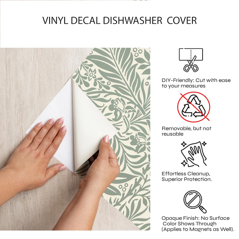 Magnetic Dishwasher Cover Panel Instantly Revamp Your Kitchen with Ease Kitchen decor. Easy Trim. Vinyl decal dishwasher or Magnet Cover. image 6