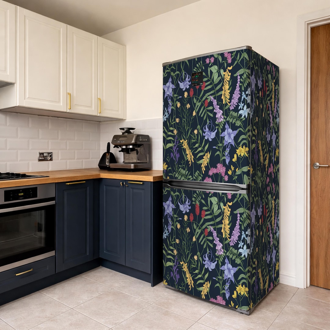 Fridge Wrap. Garden Wildflower Refrigerator Decal. Renter Friendly ...
