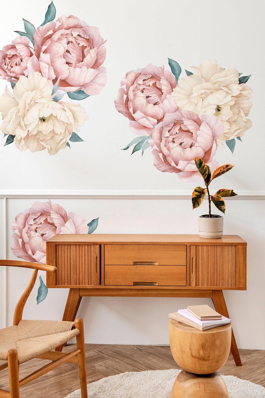 Floral Wall Decal Large Flower Wall Decal Peony Wall Decals Etsy