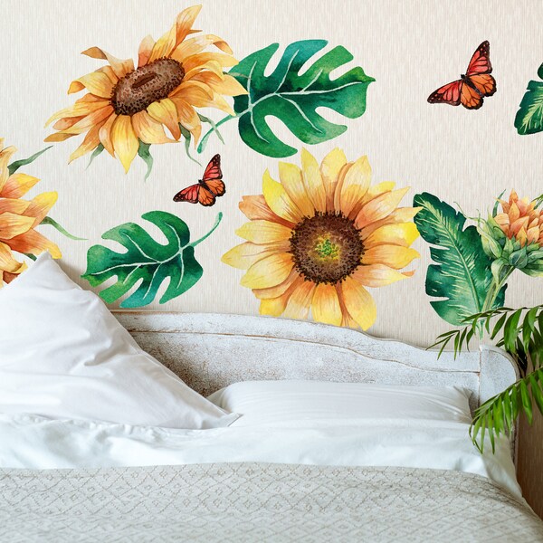 Sunflower Wall Decal Etsy