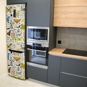 Fridge Wrap With Dishwasher. Removable Fridge Skin for Side-by-side