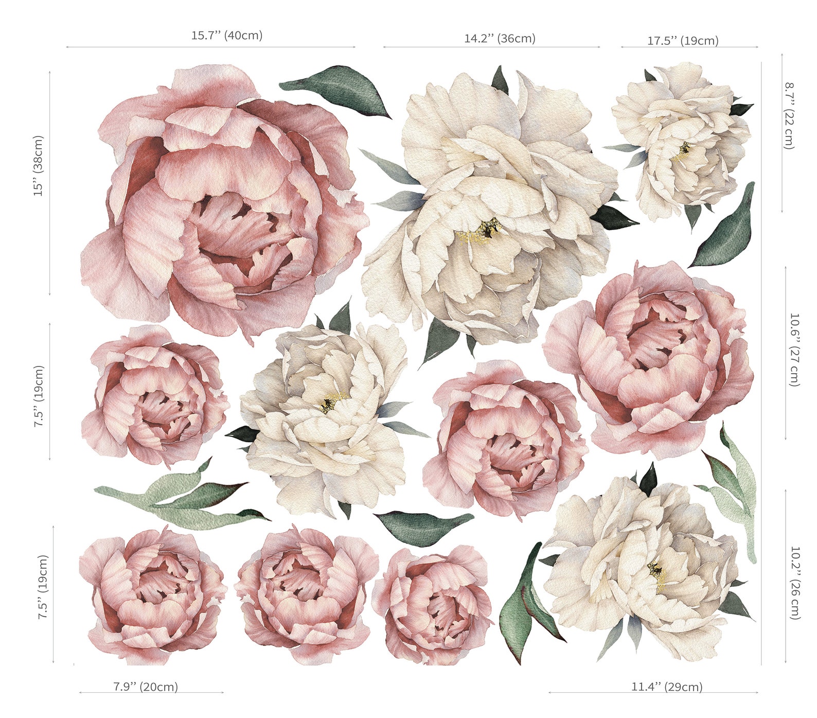 Floral Wall Decals Peony Flowers Wall Decals Peony Floral Etsy