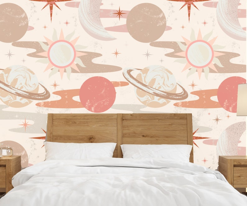 Space Peel and Stick Wallpapers Boho Wallpaper Bedroom - Etsy