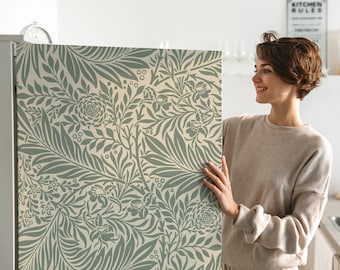 Refrigerator Wrap. William Morris style Removable Fridge decal for Side-by-Side, French Door, etc.