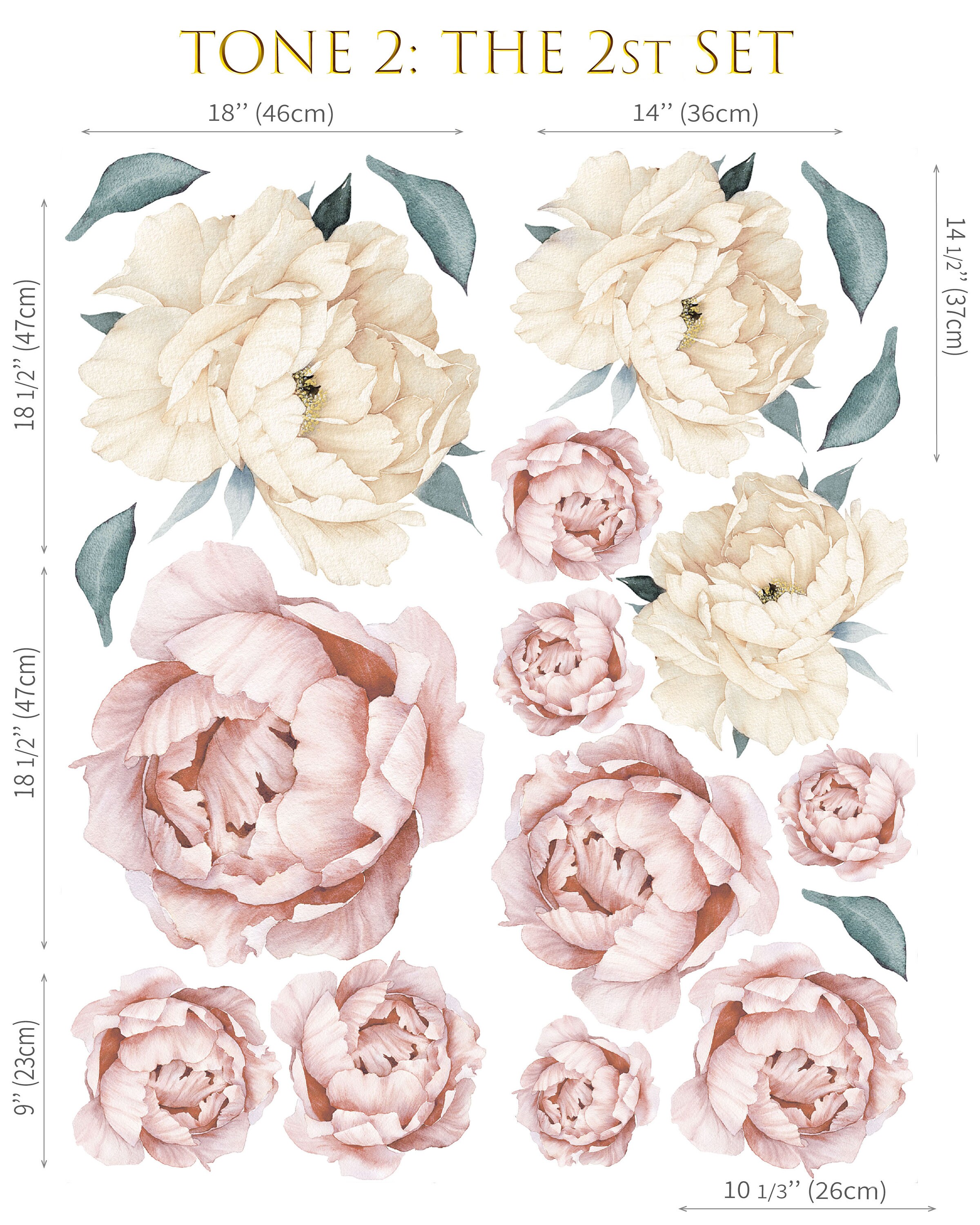 Floral Wall Decal Large Flower Wall Decal Peony Wall Decals Etsy