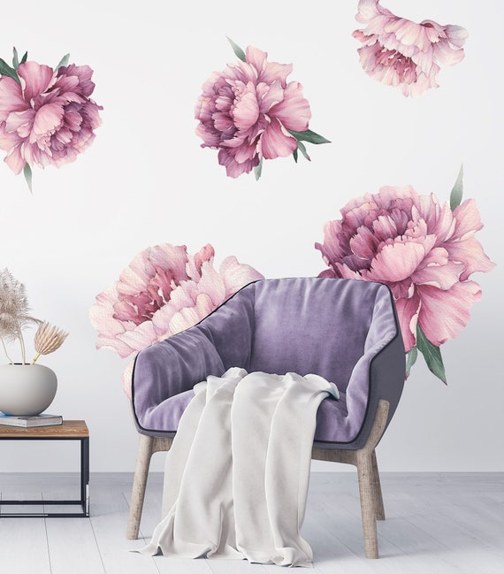 Purple Flower Wall Decals Floral Wall Decals Purple Flower Etsy