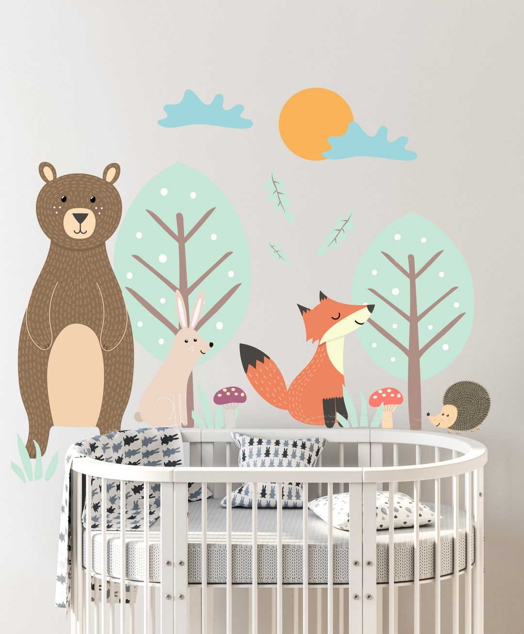 Woodland Animals Nursery Wall Decals: Peel & Stick Forest Decor - Etsy
