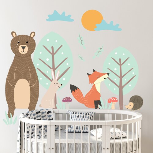 Woodland Animals Nursery Wall Decal Forest Animals Decals Etsy