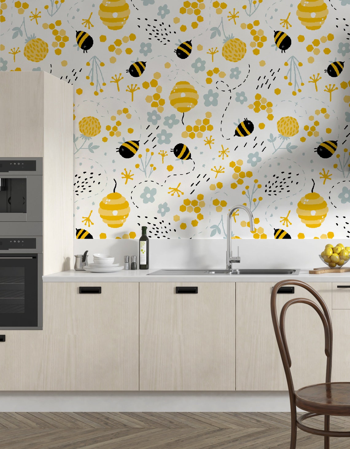 Wallpaper With Honey Bees Bees Murals Peel&stick Wallpapers - Etsy