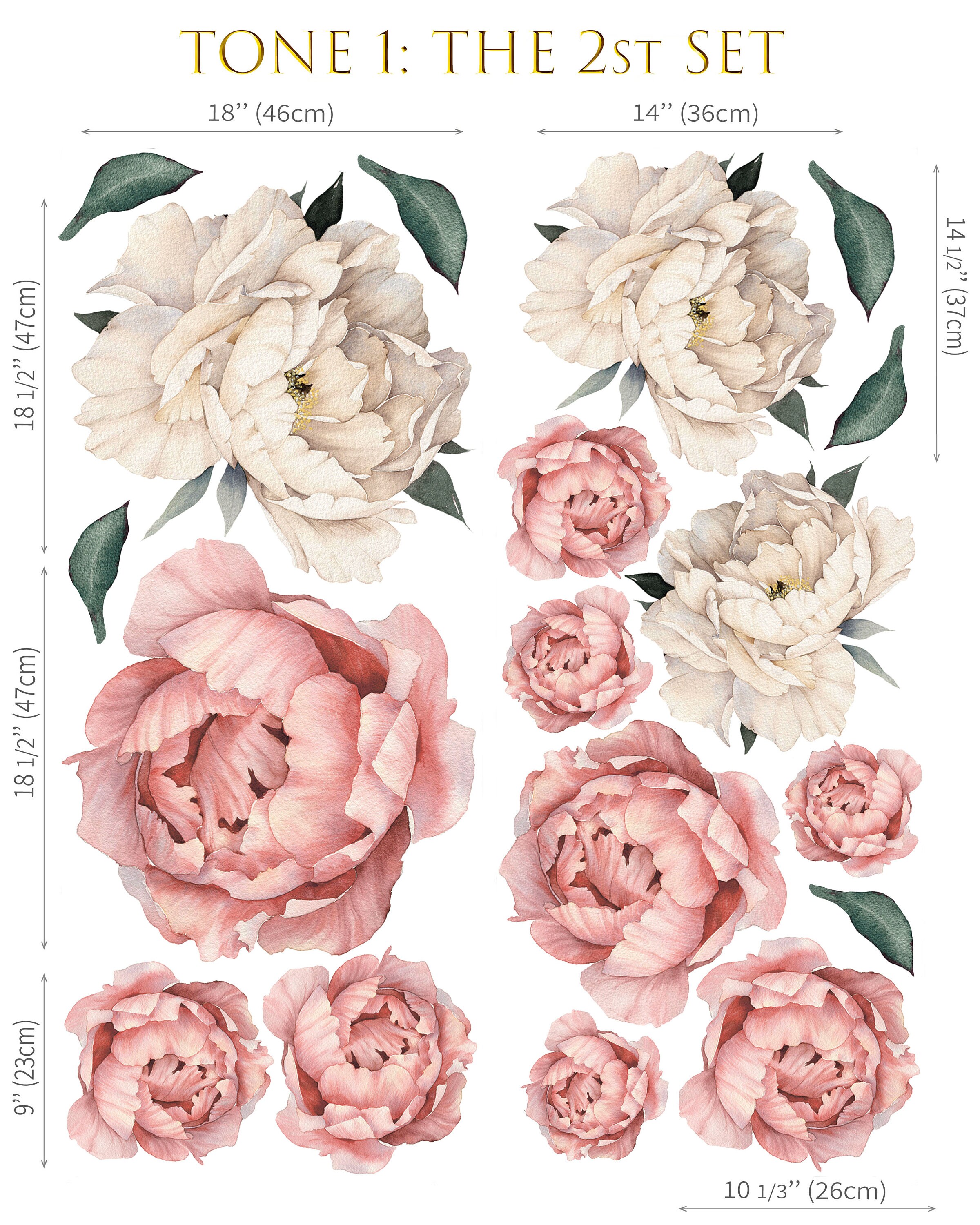 Floral Wall Decal Large Flower Wall Decal Peony Wall Decals Etsy