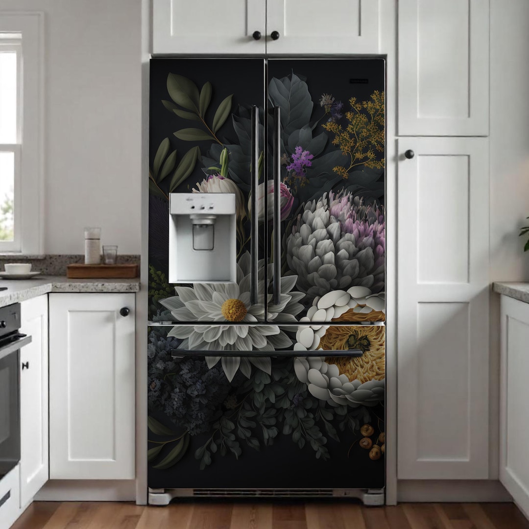 Fridge DIY Décor Idea: Refrigerator Vinyl Wrap Retro Paint Art Style ...