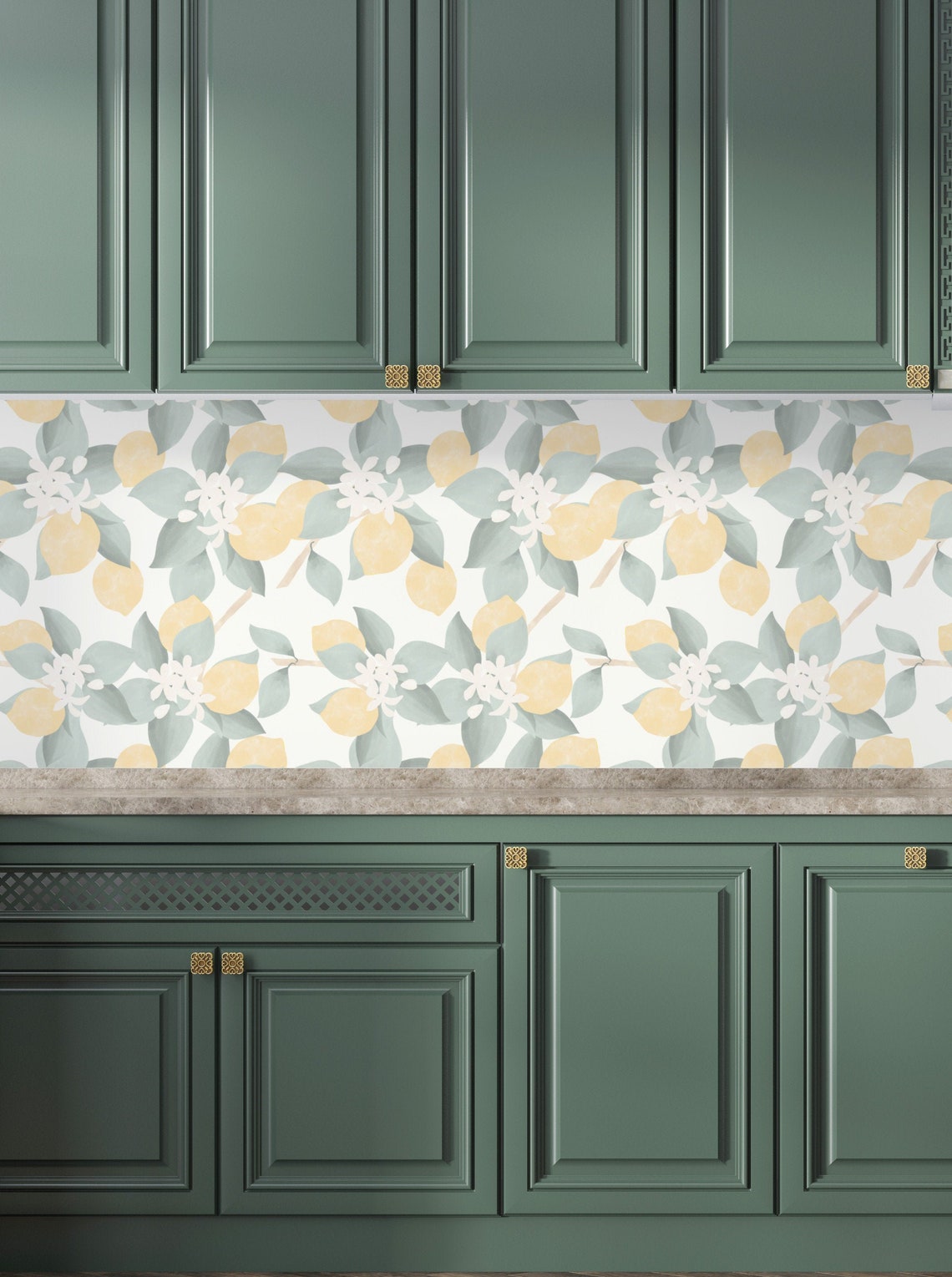 Kitchen Wallpapers Lemon Wallpaper for Kitchen Peel Ans - Etsy