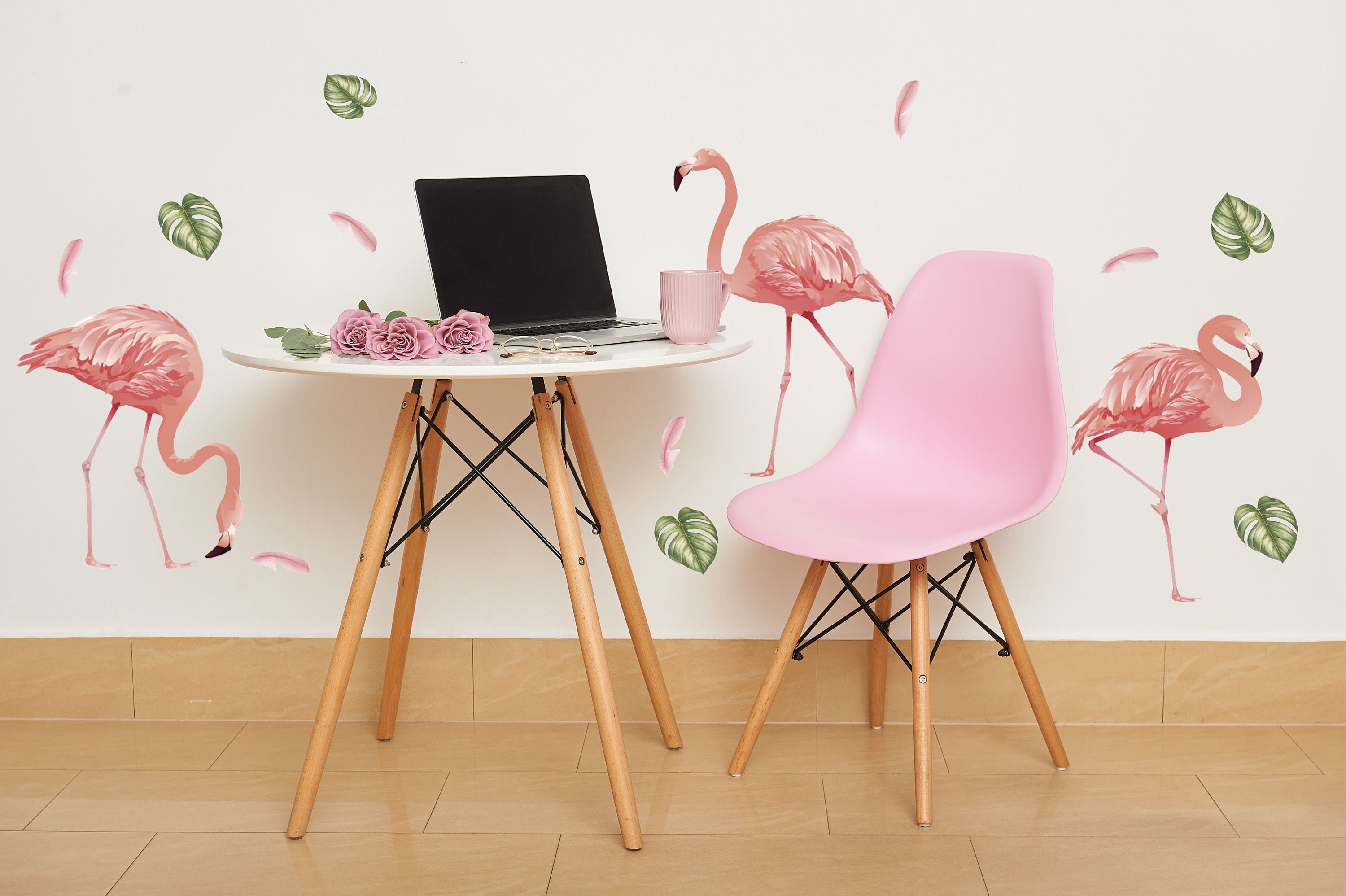 Flamingo Wall Decal Flamingo Nursery Décor Birds Decal Pink Etsy