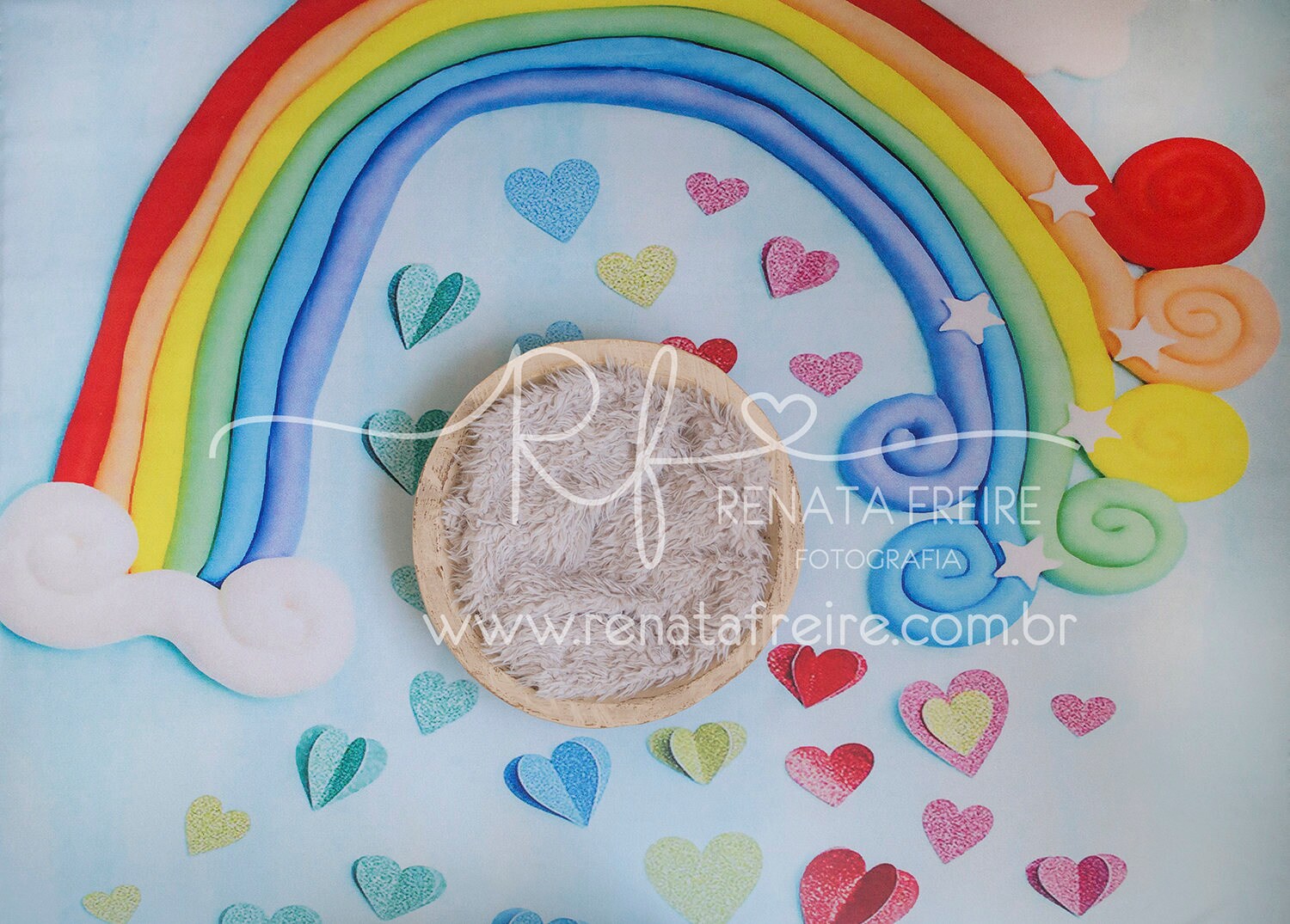 2 JPEG Rainbow hearts Digital Newborn Backdrop Background Prop