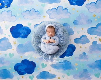 Himmel blau digital Neugeborenen Hintergrund/Hintergrund Prop