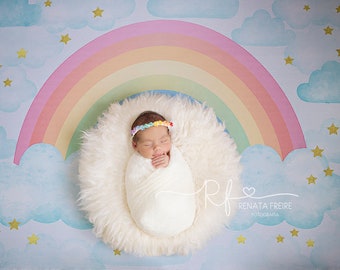 Rainbow Digital Newborn Backdrop Background Prop