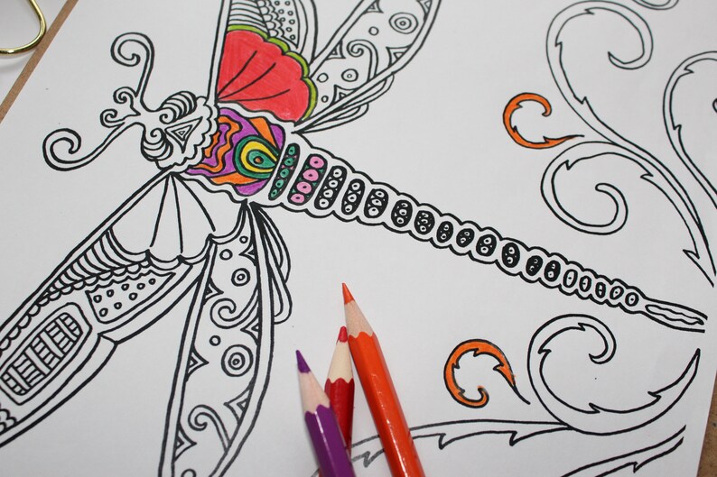 Dragonfly Mindfulness Colouring Page Printables for Kids - Etsy
