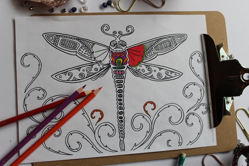 Dragonfly Mindfulness Colouring Page Printables for Kids - Etsy