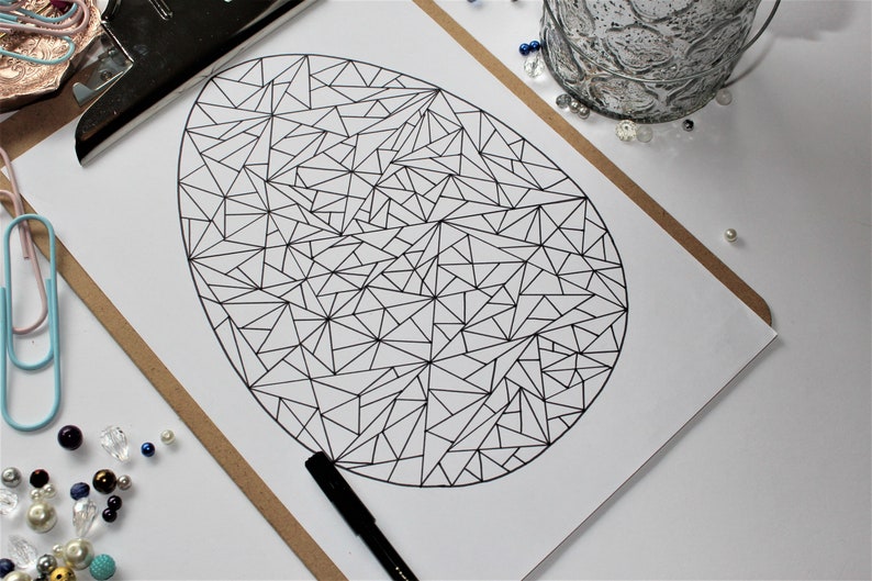 Download Easter egg shape mindfulness coloring page | Etsy