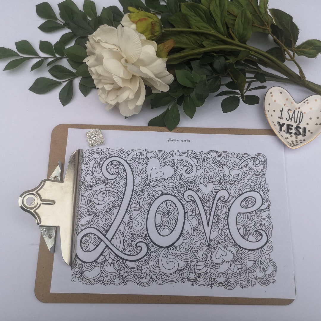 Love Colouring Page Printable Colouring Activity Valentines Day - Etsy