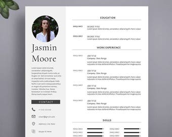 1 Page Resume Template. Professional Resume Template for Word and Pages. Modern Resume Template, Resume With Photo, 1 Page CV Template.