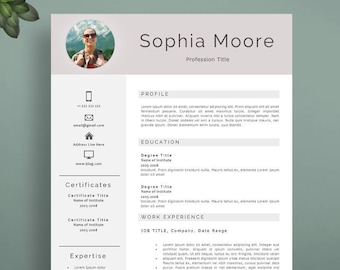 Professional Resume Template, Modern Resume Template for Word and Pages, Elegant CV Template, Creative Resume Template. resume with photo.