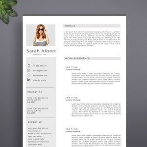 Professional Resume Template, Modern Resume Template for Word and Pages, Elegant CV Template, Creative Resume Template. resume with photo.