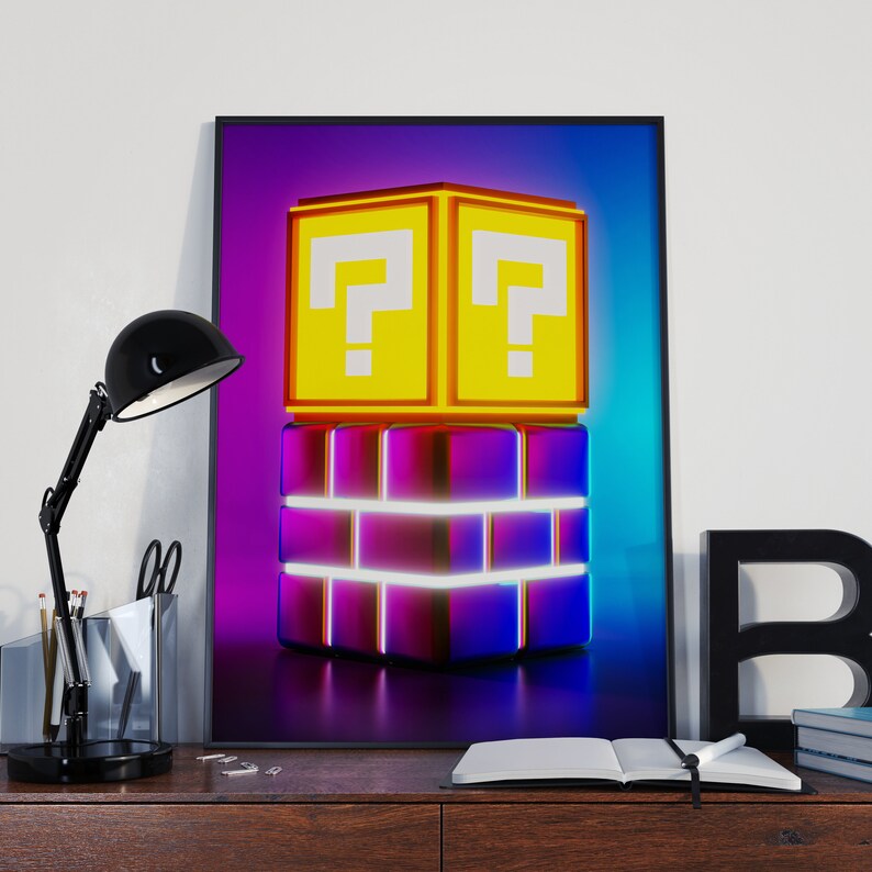 Nintendo Mystery Block Video Game Art Gaming Poster Video Etsy