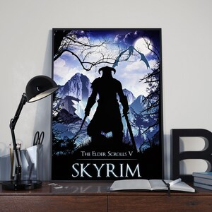 Skyrim, Elder Scrolls, Affiche minimaliste, Décor de jeu vidéo, Affiche de jeu, Décor de jeu vidéo, Impression minimaliste, Art mural, Impression d'affiche