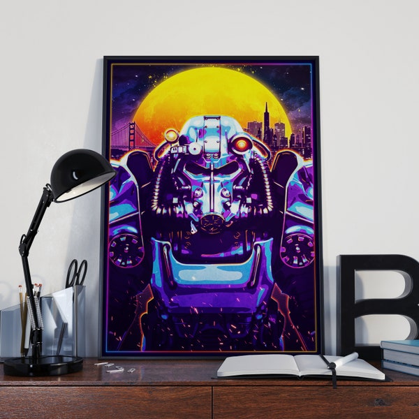 Fallout, Fallout New Vegas, Video Game Decor, Video Game Decor, Gaming Poster, Synthwave, Vaporwave, Cyberpunk, Post Apocalyptic