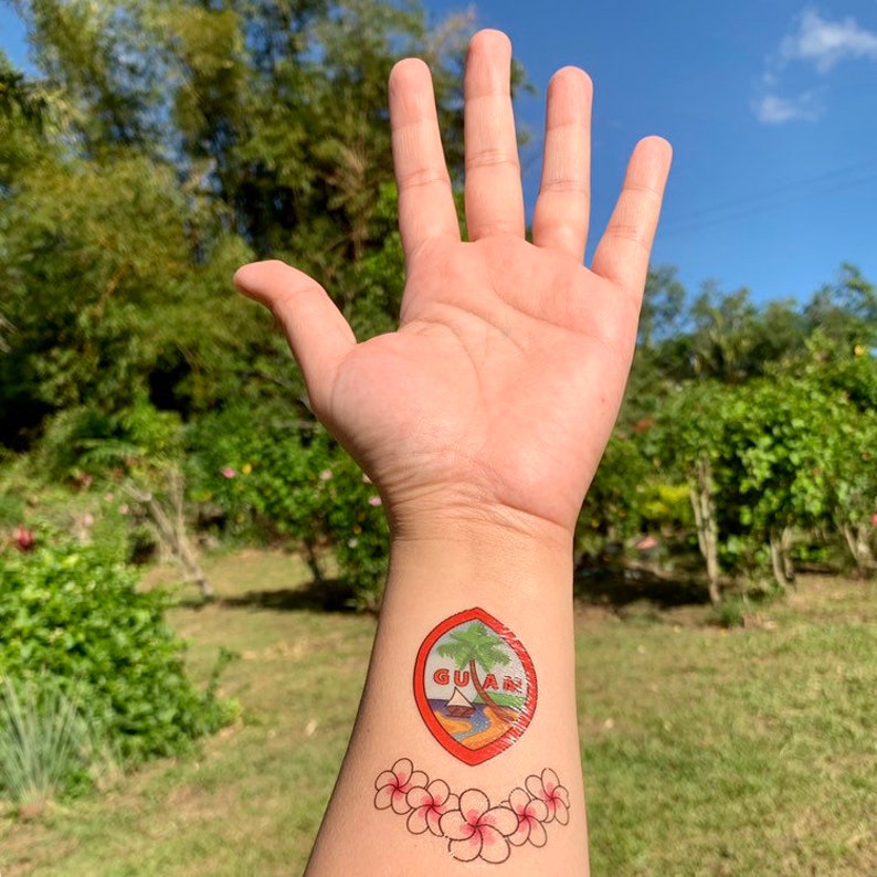 Guam Seal Temporary Tattoos Colored And Black White Etsy