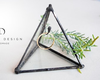 Stain Glass Wedding Ring Holder Table Decor - Ring Holder for Wedding Ceremony - Single Hook Jewelry Display Case - Engagement Ring Holder