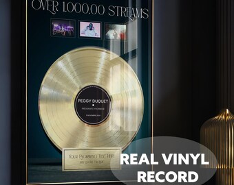 Custom Gold Vinyl Record Award Plaque - Stream Awards Personalized Plaque with Photo - Influencer Music Wall Art Room Decor Gift for Friend