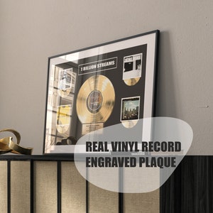 Custom Engraved Vinyl Record Music Award - Personalized Large Gold Vinyl Record with Name - Memorial Plaque Award for Music Lover