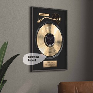 Gold Vinyl Record Music Gift for Men - Custom Music Plaque Gifts for Boyfriend - Custom Vinyl Record for Music Lovers - Anniversary Gift