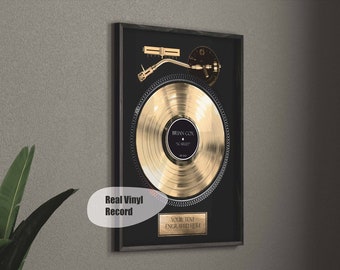 Goldene Schallplatte Musikgeschenk für Männer - Benutzerdefinierte Musikplakette Geschenke für Freund - Benutzerdefinierte Schallplatte für Musikliebhaber - Geschenk zum Jahrestag