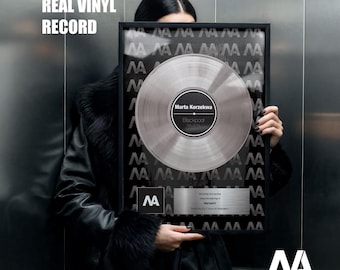 Custom Platinum Vinyl Record Award with Logo – Personalized Engraved Plaque for Business, Sales & Employee Achievement