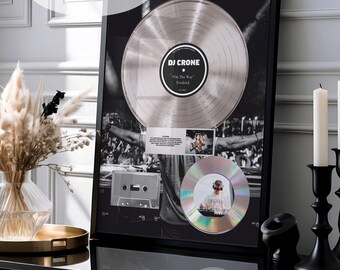 Personalized Vinyl Record Music Award - Custom Plaque Gift for Musicians - Engraved Plaque Memorial Gift for Dad - Memorial Plaque for Dj