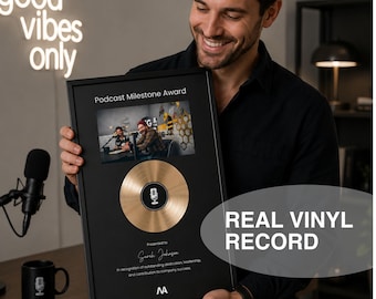 Custom Podcast Award Plaque, Podcast Milestone Award, Personalized Vinyl Record Award, Stream Achievement Gift, Creator Award Frame