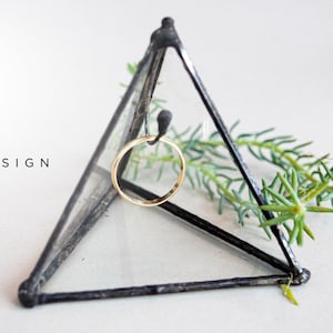 Stain Glass Wedding Ring Holder Table Decor - Ring Holder for Wedding Ceremony - Single Hook Jewelry Display Case - Engagement Ring Holder