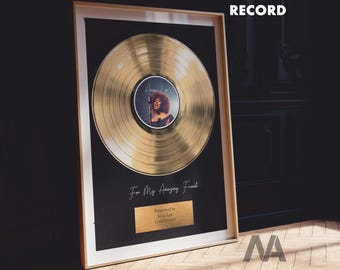 Gold Vinyl Record Anniversary Gift for Couple - Custom Vinyl Record Music Plaque for Music Lovers - Memorial Vinyl Record Gift for Parents