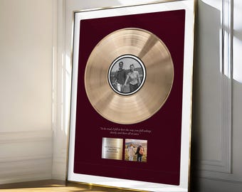 Custom Photo Gold Vinyl Record - Personalized Music Plaque for Wall Decor - 50th Anniversary Personalized Gift
