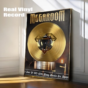 Custom Engraved Vinyl Record Music Award - Personalized Large Gold Vinyl Record with Name - Memorial Plaque Award for Music Lover