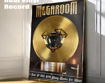 Custom Engraved Vinyl Record Music Award - Personalized Large Gold Vinyl Record with Name - Memorial Plaque Award for Music Lover
