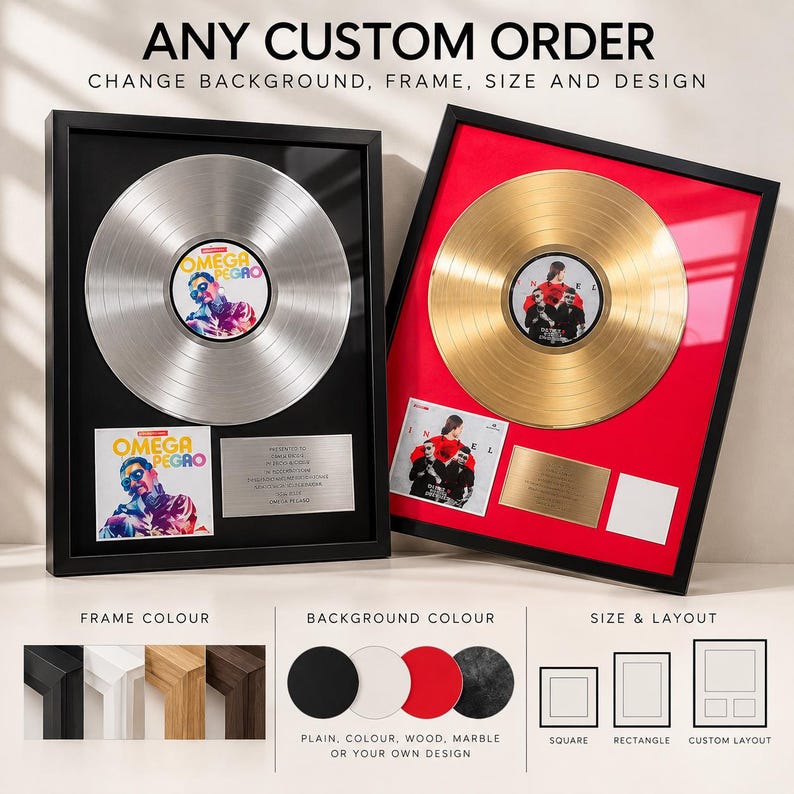 Just Married Gold Vinyl Record Frame – Personalized Wedding Song Gift – Custom Music Plaque for Couples – Wedding Anniversary Keepsake image 14