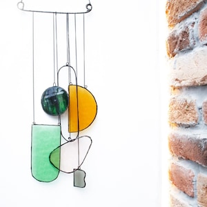 Stained Glass Window Hanging Mobile - Stained Glass Mobile Modern Suncatcher - Hanging Mobile Art Stained Glass Decor - Stain Glass Hanging