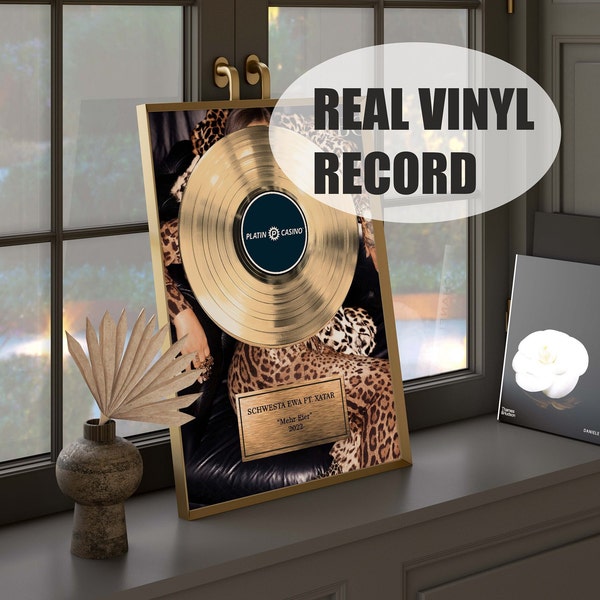Gold Vinyl Record Memorial Plaque Gift for Music Lover - Custom Music Plaque 50th Anniversary Gifts for Wife - Custom Plaque for Home Decor