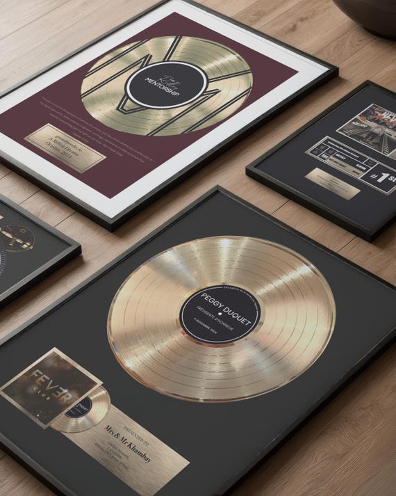 Gold Vinyl Record, 10 Year Anniversary Gift for Husband