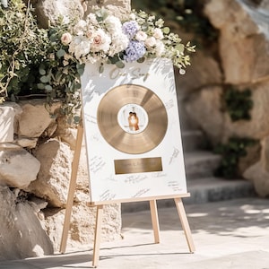 Wedding Guest Book Vinyl, Custom Record Wedding Sign, First Dance Song Guestbook, Gold Keepsake, Couple Wall Art Decor