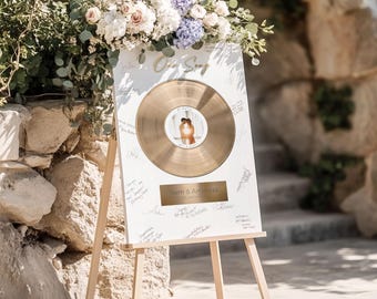 Custom Engraved Wedding Guest Welcome Vinyl Record - Our Song Music Plaque for Couple - Anniversary Gift for Parents - Wedding Guest Book
